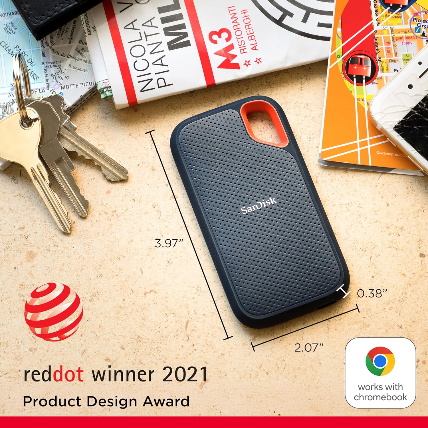 SanDisk Extreme Portable SSD 1TB 2TB | 1050MB/s Speed, 5-Year Warranty, Upto 2 Meter Drop Protection with IP55 Water/Dust Resistance | E61 SanDisk Extreme Portable SSD 1TB 2TB | 1050MB/s Speed, 5-Year Warranty, Upto 2 Meter Drop Protection with IP55 Water/Dust Resistance | E61